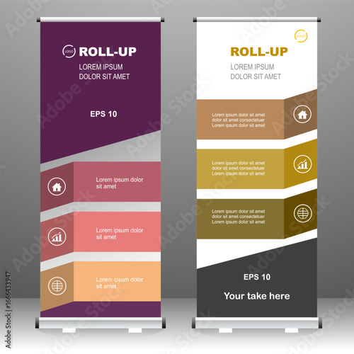 Business banner roll up modern template design, for brochure, business, flyer, infographics. modern x-banner and flag-banner advertising. vector illustration