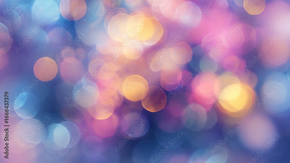 Fototapeta premium Vibrant bokeh city lights against twilight sky. AI image