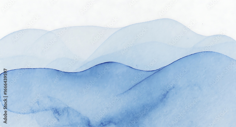 Obraz premium Abstract watercolor ink spread in soft blue gradient with artistic creative painting design