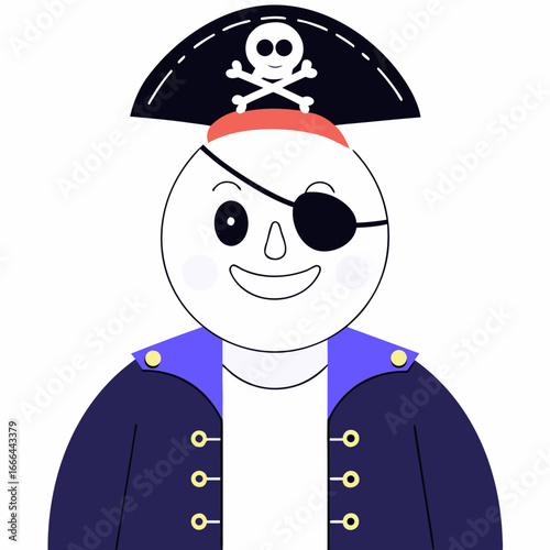 Vector art of cartoon pirate with eye patch, hat with skull and crossbones for childrens illustration