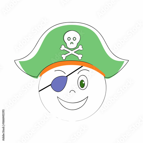 Vector art of cartoon pirate with eye patch and hat with skull and crossbones for childrens illustration