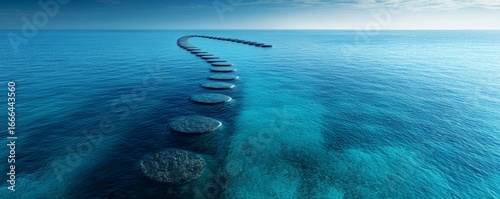 offshore wind farm with minimal environmental impact, showing wind turbines placed far from the shore. The image emphasizes the role of clean energy in preserving, Generative AI