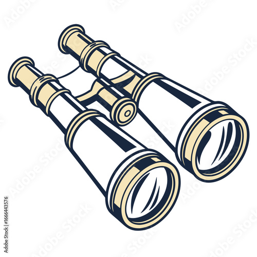 Vector art of vintage binoculars for long distance viewing and exploration