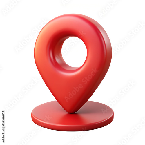 3D Red Map Pin – Photorealistic Glossy Location Icon Render
