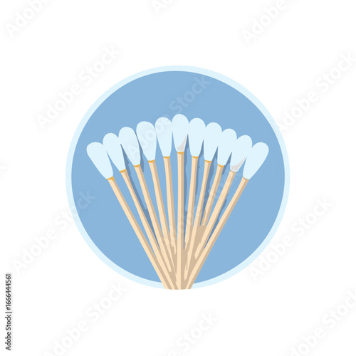 Group of Multiple Cotton Swabs for Hygiene and Cleaning Purpose With Light Blue Background
