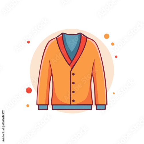 Illustrated Cardigan Sweater Design with V-Neck and Button Closure, a Stylish Fashion Item