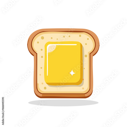 Toasted Slice with Melting Butter Cartoon Style Breakfast Food Icon