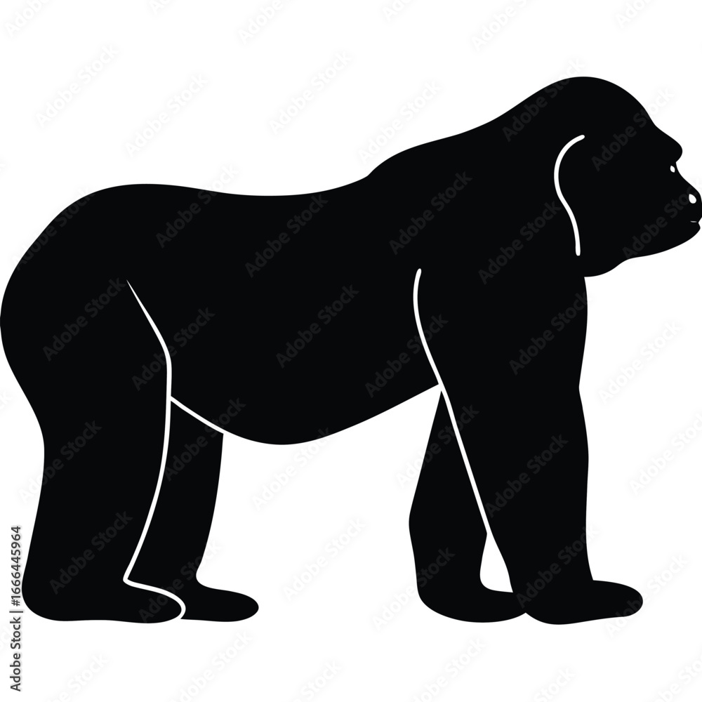 Obraz premium Gorilla Silhouette Vector Black Minimalist Gorilla Outline Design
