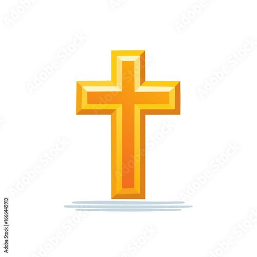 Christian Golden Cross Symbol of Faith and Religion. Vector Illustration