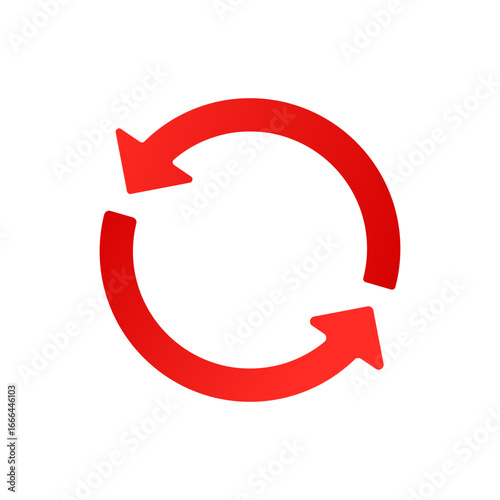 ２本で回る回転矢印　グラデーション赤