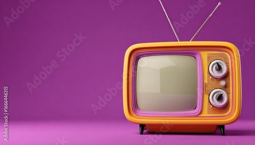 Wallpaper Mural Retro TV on a vibrant purple background Torontodigital.ca
