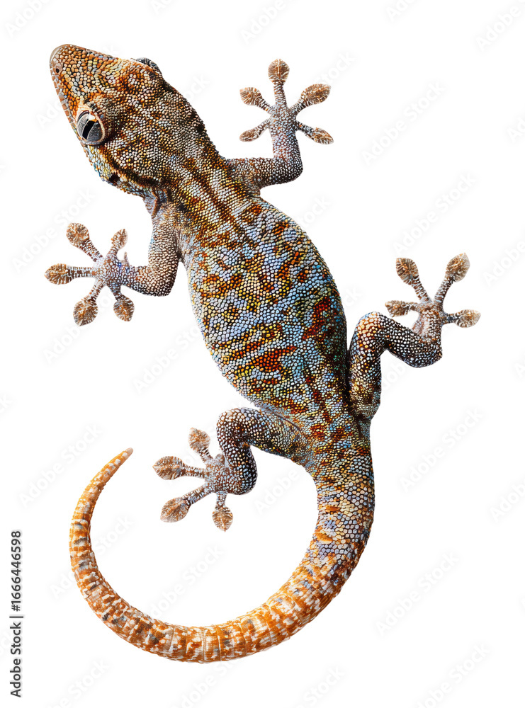 Naklejka premium Lively gecko climbing natural habitat animal isolated on transparent background