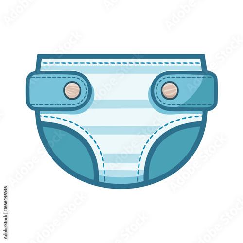 Cartoon Style Blue Baby Diaper with Straps Cute Childcare Icon for Newborns and Infants