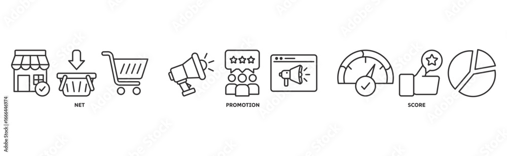 NPS ( Net Promotor Score) icon set illustration concept with icon of shopping, customer, rating NPS ( Net Promotor Score) icon set illustration concept with icon of shopping, customer, rating