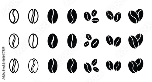 Set of Coffee beans icon symbol vector on white background