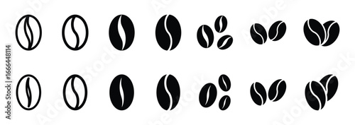 Set of Coffee beans icon symbol vector on white background