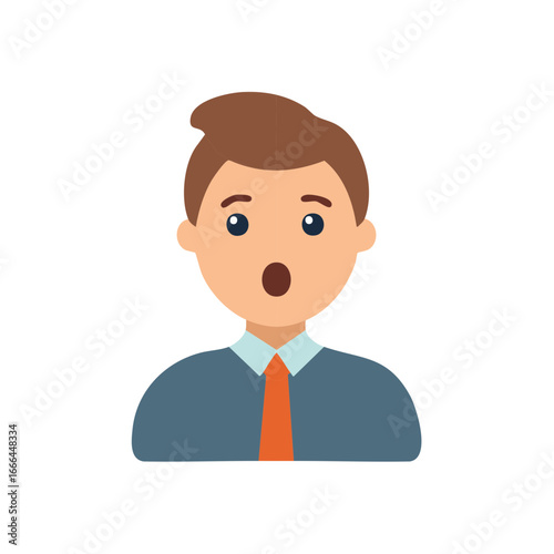 Shocked Businessman Illustration with Open Mouth and Tie, Expression of Awe and Disbelief