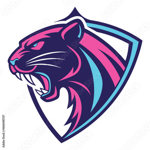 Neon Panther Esports Mascot Logo Vector – Stealth Gaming Emblem, Transparent