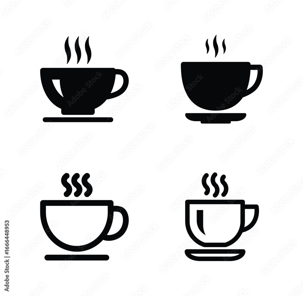 Obraz premium Set of coffee cup icon symbol vector on white background