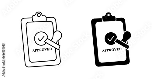 Approved stamp on clipboard icon - Outline And Glyph Icon