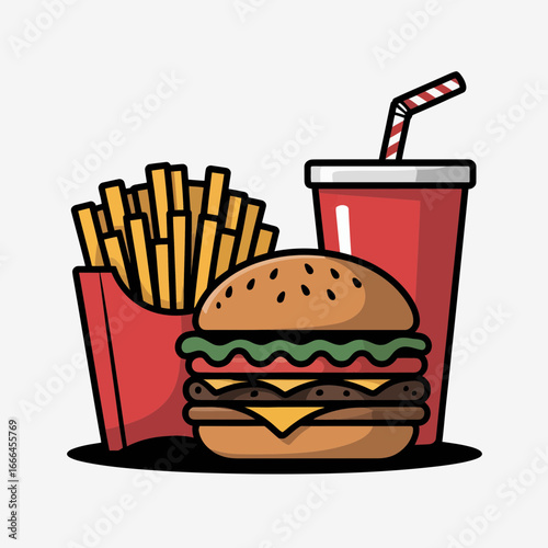 burger and fries