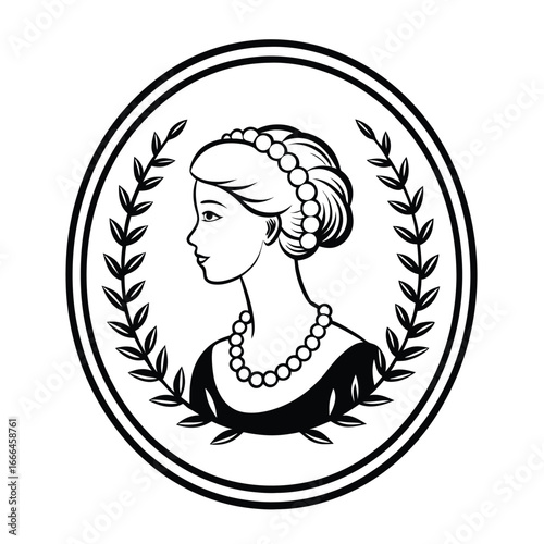 Cameo silhouette vector art on white background.