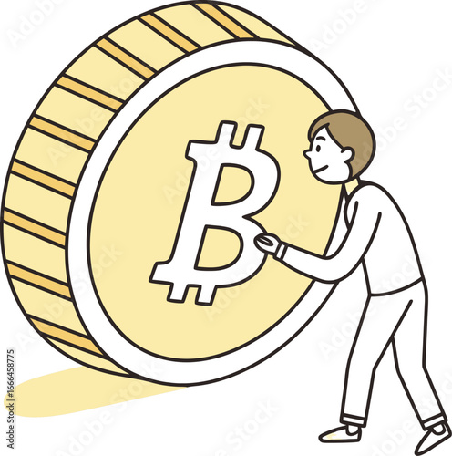Bitcoin Coin Front View With Embossed B Symbol
