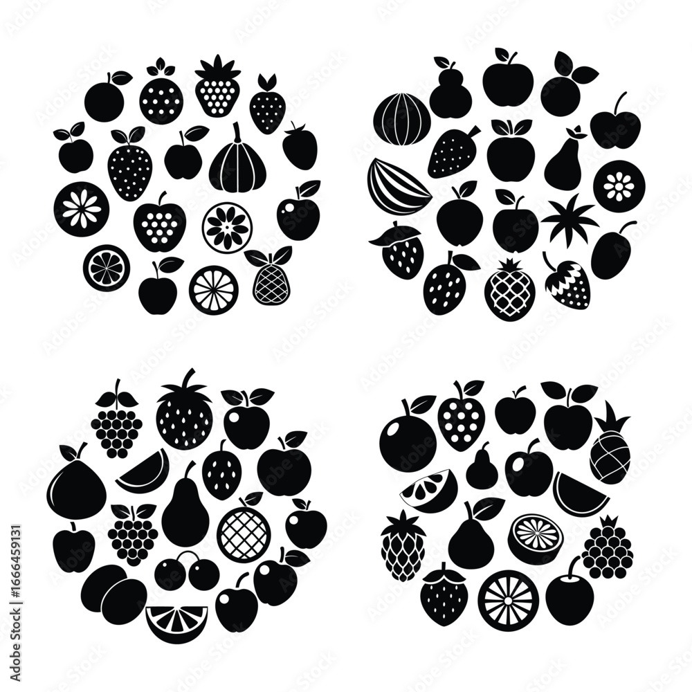 Fototapeta premium A colorful set of delicious fruits illustration featuring tropical and seasonal varieties on a clean white background. Perfect for food, health, organic, and lifestyle design projects.