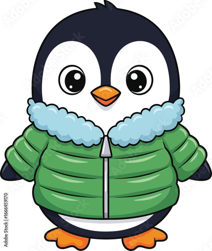 Adorable Cartoon Penguin Winter Vector illustration