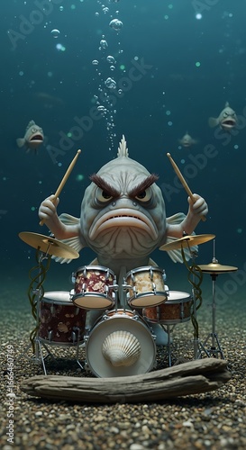Fish drummer underwater