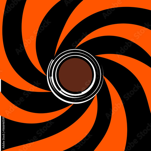 Abstract background inside of a gun barrel. Spiraled interior of a gun. 007 logo. Abstract background.