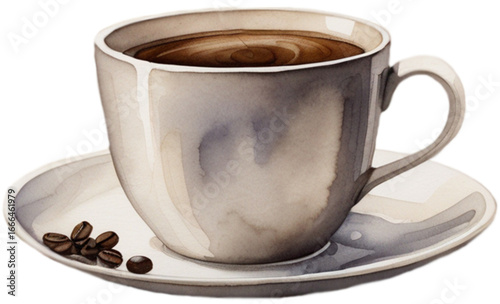 Wallpaper Mural cup of hot coffee with beans, watercolor illustration of a hot coffee cup, hot coffee art Torontodigital.ca