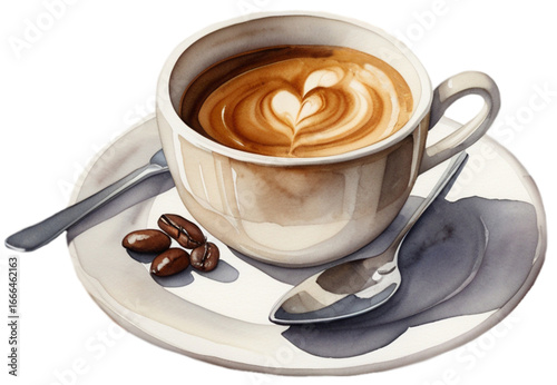 Wallpaper Mural watercolor illustration of a small glass cup holding a freshly brewed espresso with a creamy layer of crema on top Torontodigital.ca