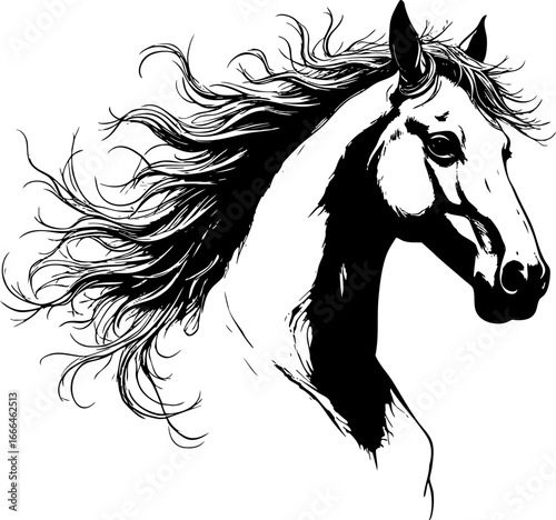 Majestic Horse Portrait with Flowing Mane