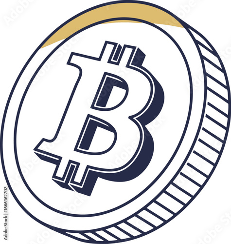 Minimal Bitcoin Coin Icon Flat Vector Clean Design