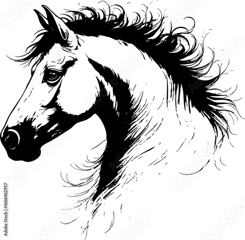 Majestic Horse Portrait with Flowing Mane