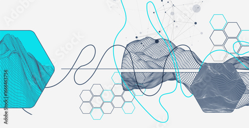 Abstract wireframe background. Modern science or technology art elements. Surface illustration.