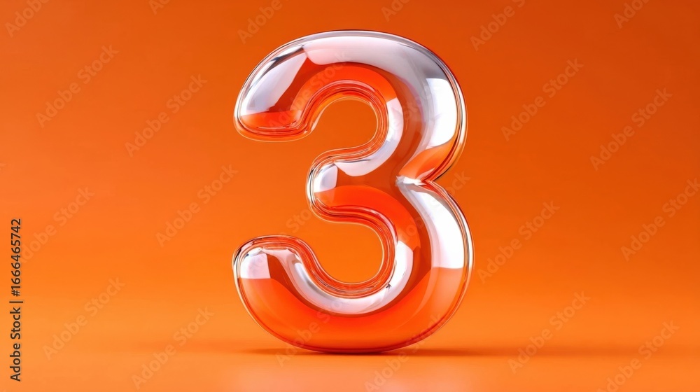 Naklejka premium 3D Number Three Design Illustration