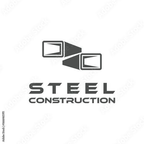 hollow square iron vector logo design for construction