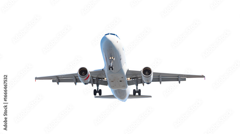 Fototapeta premium Commercial airplane soaring through a clear sky