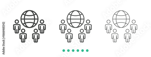 Global community icon. Thin line icon vector
