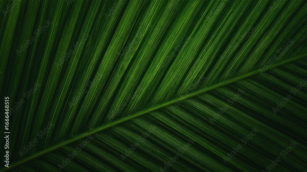 Obraz premium Radiant green palm leaf with vivid veins. AI generated