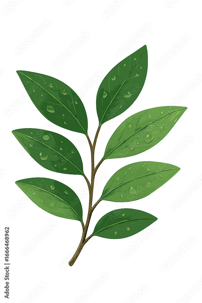 Fototapeta premium A dewy green willow branch embodies the freshness of nature and plants