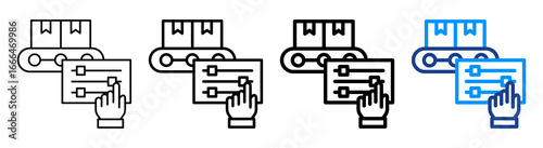 Production Control Icon Different Style Outline Collection Set