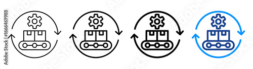 Production Management Icon Different Style Outline Collection Set