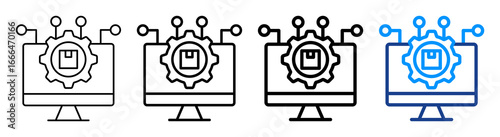 Production System Icon Different Style Outline Collection Set