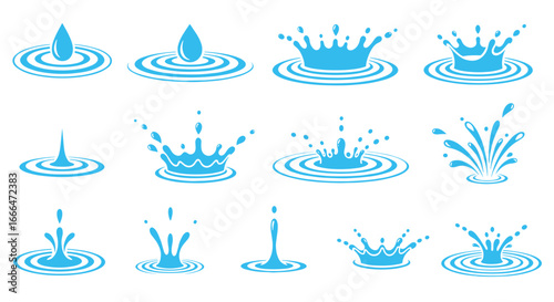 Water Splash and Ripple Effect Vector Set