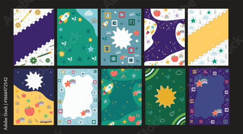Print Collection of Happy teacher's day  mobile  wallpaper ,card  illustration  background ,  stories, social media poster of education day student and teacher background Creative concept  Background 