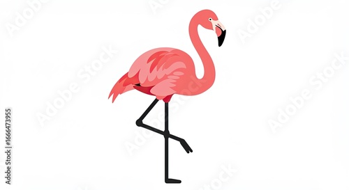 pink flamingo on white background