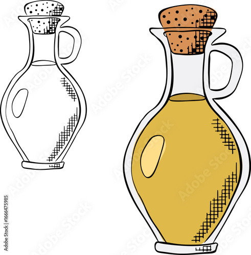 Olive oil bottle isolated colored. Vector graphic line ink illustration. Olive oil bottle line icon. design for fashion graphics, textile prints, fabrics, wallpapers.